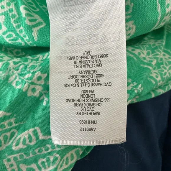 QVC Destination 365 Green and White Patterned Dress New Without Tags Large NWOT - Picture 6 of 7